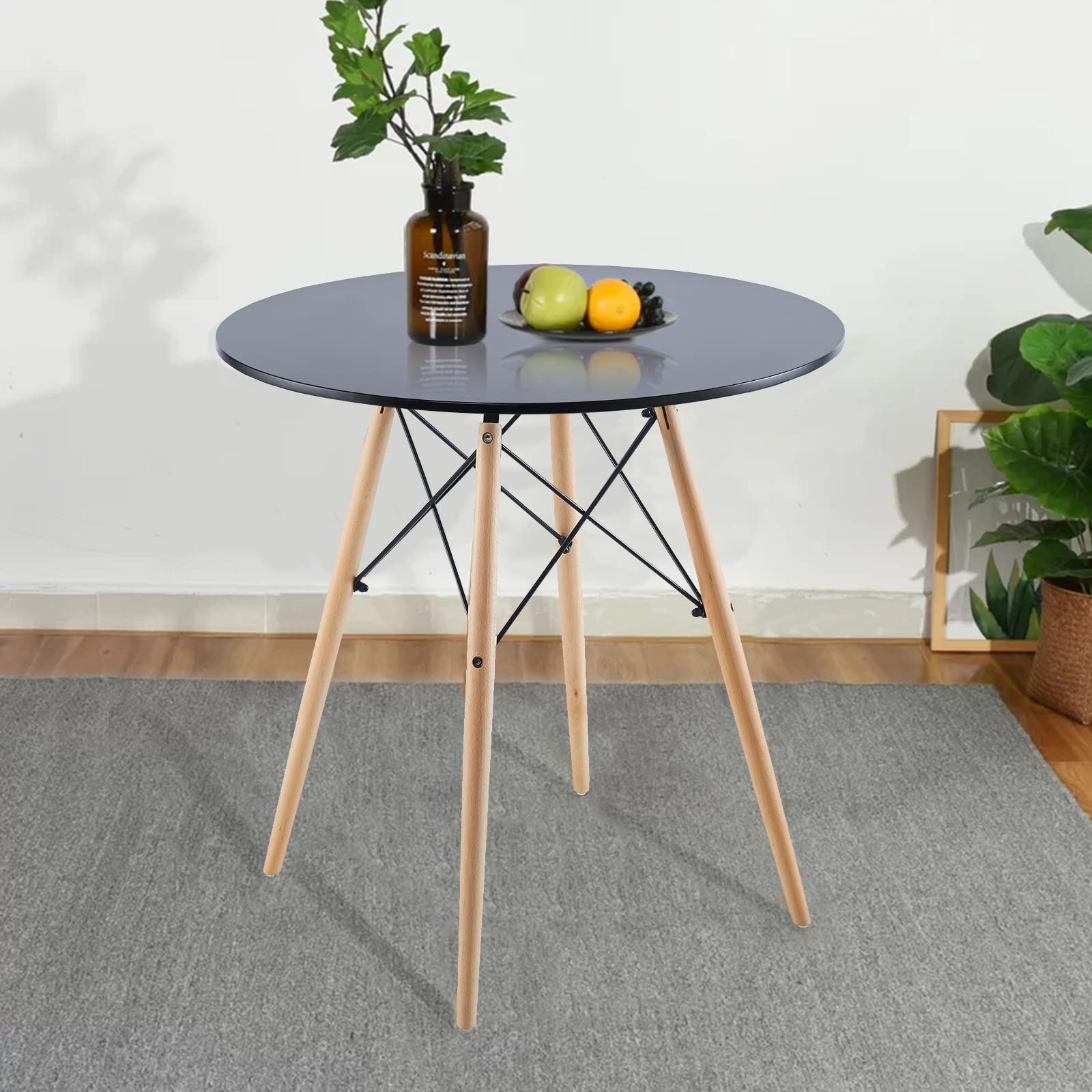 Small black round online dining table